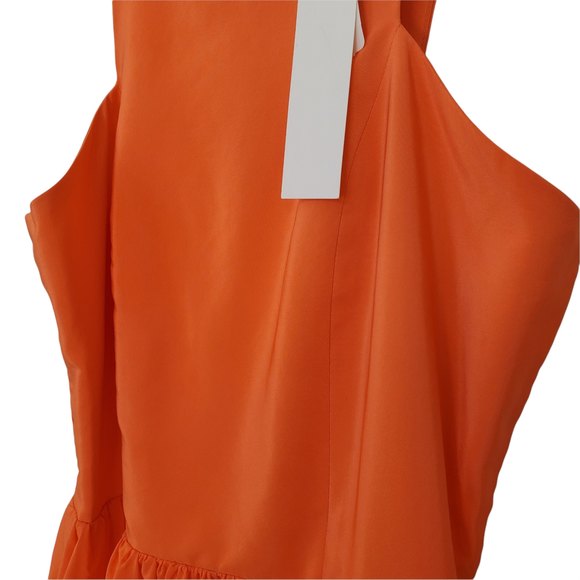 NWT Amanda Uprichard Orange Peach Elle Mini Silk Dress Sleeveless Size M - Picture 4 of 6